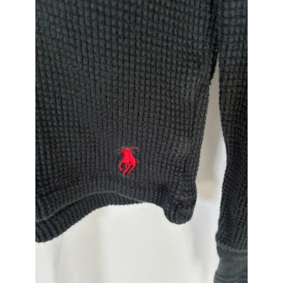 Polo Ralph Lauren Waffle Knit T-Shirt Men's Large Black Thermal Preppy - Picture 3 of 6